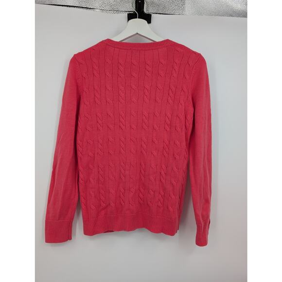 Talbots Women's Medium Petite Cable Knit Lambs Wool Blend Pink Sweater - Picture 3 of 6